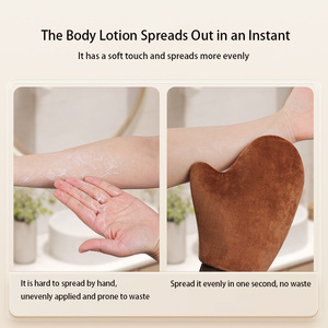Vente en gros Marque privée Mitaines de bronzage double face <span class=keywords><strong>Gant</strong></span> <span class=keywords><strong>autobronzant</strong></span> en velours Cuisson Applicateur de poignet élastique Mitaines de bronzage - Product Image 4