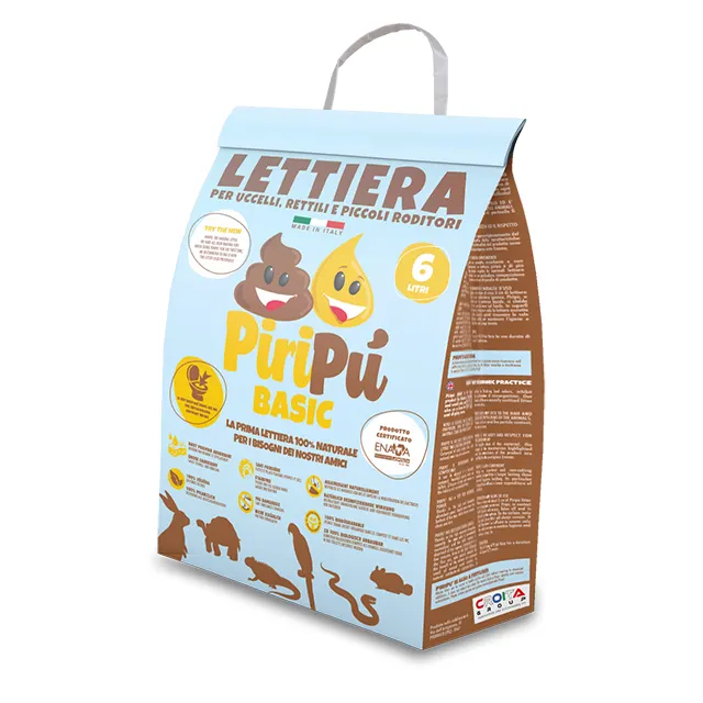 Italia Piripu' 100% base uccelli naturali e certificati rettili e piccoli roditori lettiera di alta qualità 6 litri sacchetto di carta