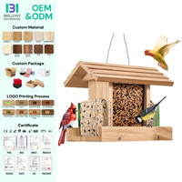 Mangeoires à oiseaux suspendues de grande capacité BH Outsides, mangeoires à oiseaux en bambou et en bois pour la décoration du jardin