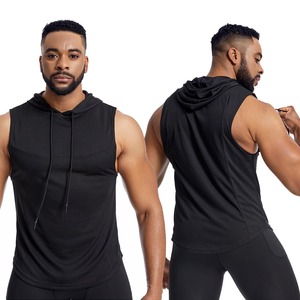 T-shirt de musculation sans manches en maille pour homme, personnalisé, pour la salle de sport, le fitness, débardeur d'entraînement à capuche - Product Image 1