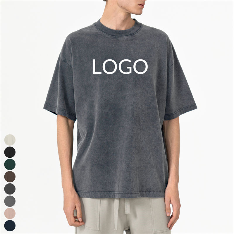 Custom Logo Acid Washed Heavy 100% Cotton Unisex T-shirt 275 Gsm Men's Blank Plain Premium Quality Vintage T Shirt For Men