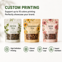 Sachet Doypack Personnalisé Imprimé pour Thé en Vrac et Thé aux Fleurs avec Fermeture Zip Refermable et Protection de l'Arôme