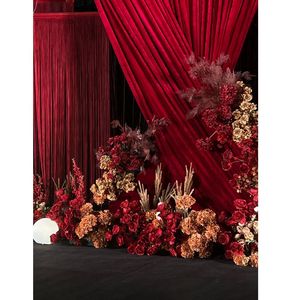 Fleurs artificielles en soie, roses rouges, décoration de mariage, arrangements au sol, décorations de plafond, accessoires de photographie en extérieur, décoration de la maison - Product Image 1