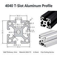 Profilé en aluminium à fente en T 4040, épaisseur de paroi 3 mm, extrusion d'aluminium industriel 6063 T5, en stock avec service de découpe gratuit