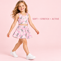 Ensemble jupe et débardeur sans manches pour bébés et jeunes enfants, imprimé personnalisé, motif estival, extensible et doux
