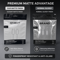 Sac en Mylar mat imprimé avec logo personnalisé, avec fermeture à glissière, pour écouteurs, câbles USB, accessoires informatiques et de projecteur
