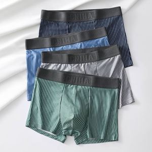 Calzoncillos Bóxer para Hombre, Sin Costuras, a Rayas, Cintura Media, Alta Elasticidad, Cómodos, Transpirables, Shorts Juveniles - Product Image 1