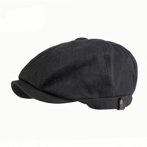 Wholesale Vintage Tweed <b>Flat</b> Cap Newsboy Beret Solid Color 8 Panel Unisex Polyester/Cotton Casual Sports Party <b>Hats</b> - Product Image 2