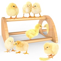Mini Miroir pour Poussins en Bambou Robuste et Écologique, Perchoir d'Entraînement pour Poulailler, Montage Facile