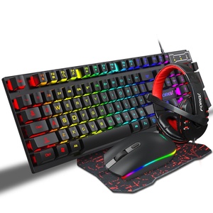 Ensemble de jeu FVQ809 quatre pièces : <span class=keywords><strong>clavier</strong></span> et <span class=keywords><strong>casque</strong></span> filaires éclairés ; Combo <span class=keywords><strong>clavier</strong></span>-<span class=keywords><strong>souris</strong></span> RGB ; Accessoires PC avec options personnalisables - Product Image 5