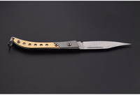 Couteau de poche OEM de haute qualité avec manche en bois et lame en acier Damas, couteau de chasse pliant artisanal en acier Damas non pliable