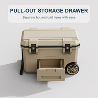 Glacière à roulettes Cedar Space 50L avec tiroir coulissant, isolation PU 6 faces, qualité alimentaire, chaud/froid, pour le camping