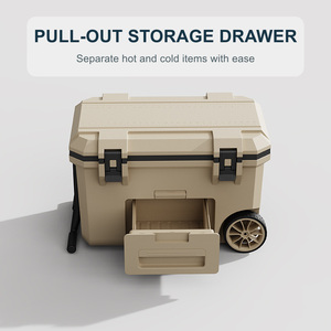 Frigo portatile Cedar Space 50L con ruote e cassetto estraibile, isolamento in PU a 6 lati, per alimenti caldi e freddi, ideale per il campeggio - Product Image 4