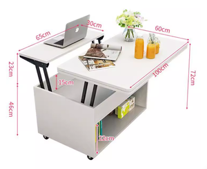 Lujosa <span class=keywords><strong>mesa</strong></span> de <span class=keywords><strong>centro</strong></span> de elevación ajustable plegable de <span class=keywords><strong>estilo</strong></span> nórdico, muebles de sala de estar de madera multifuncionales modernos - Product Image 6