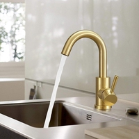 Lavabo en acier inoxydable antigel robinet d'eau chaude et froide rotatif ménage monotrou lavabo robinet noir