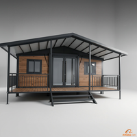 Maisonnette préfabriquée moderne de luxe en acier extensible avec terrasse étanche et porte vitrée pour villa et chambre à coucher