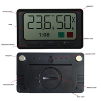 Termometer Higrometer Digital Plastik Rumah Tangga BSCI Jam Alarm LCD Sensor Suhu dan Kelembapan Ruangan Bertenaga Baterai Magnetik