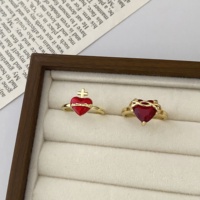 Vintage gouden rode hartvormige kristallen open ring met oneindigheids- en kruisdesign, verstelbaar, ideaal voor dagelijks gebruik, dates en Valentijnsdag