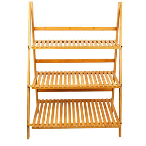 Soporte multicapa para flores, estante <span class=keywords><strong>de</strong></span> almacenamiento para macetas, <span class=keywords><strong>escalera</strong></span> <span class=keywords><strong>de</strong></span> exhibición <span class=keywords><strong>de</strong></span> bambú, estante plegable para macetas <span class=keywords><strong>de</strong></span> 3 niveles - Product Image 5