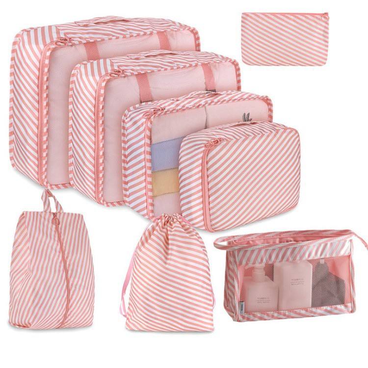 Pink Stripe 8-Piece Set (Cosmetic Bag)