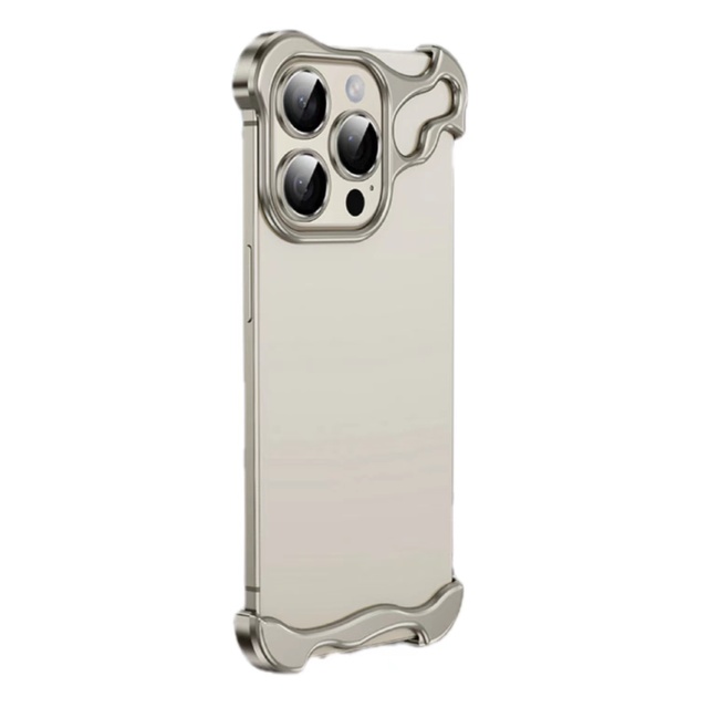 Luxury Irregular Aluminum Alloy Bumper Phone Case for iPhone 16 15 14 13 ProMax 16 Plus With Camera Lens Film Bare Metal Cover