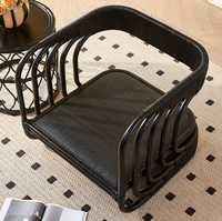 Ensemble de chaises longues en rotin noir moderne avec coussins en tissu pour salon, hôtel et villa, meubles de détente pour l'intérieur