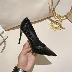 Zapatos de tacón alto tipo stiletto para mujer, sandalias de tacón con punta en pico, sandalias de cuero charol, sandalias de cuero PU PVC de moda, zapatos formales para fiesta - Product Image 2