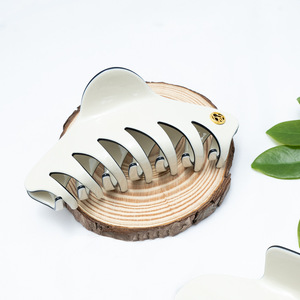 White Acetate Hair Claw Milky White Oblique Teeth Grip <b>Clip</b> For Women Daily Use Headdress Accessory - Product Image 1