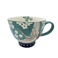 Vente en gros Tasse en céramique peinte style tigre léopard et grue à couronne rouge Tasse à café Tasses en céramique petit déjeuner lait avoine