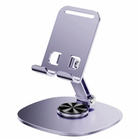 Nouvelle conception 360 °   Support de téléphone portable pliable en métal rotatif, support de bureau réglable en angle, étanche