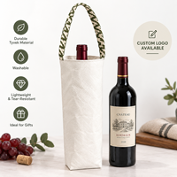 Sac cadeau pour bouteille de vin en Tyvek, porte-bouteille unique, sac de transport réutilisable avec poignée pour emballer des cadeaux, vente en gros