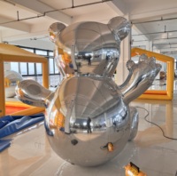 Ballon gonflable miroir en forme d'ours, métallisé brillant, sphère flottante en PVC, décoration pour événements et fêtes