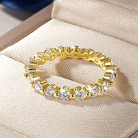 Bague en or plaqué 14 carats pour femme, alliance de mariage éternelle 3 mm 0,1 ct, bague de fiançailles empilable en moissanite pour femme, prix d'usine