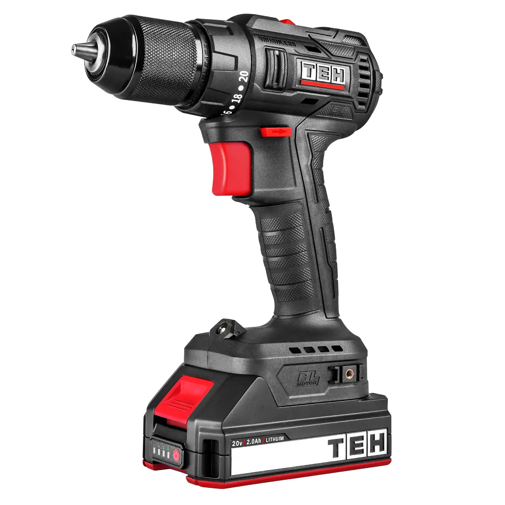 TEH Household DIY Tasks Helper Integrated LED Lights 20V 3/8 In. Brushless Cordless Compact Drill Driver