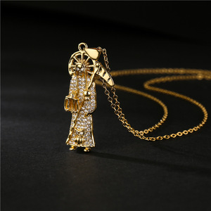 Duyizhao Ladies Jude San Judas Tadeo et Azrael Collier pendentif <span class=keywords><strong>en</strong></span> diamant Micro Zirconia plaqué or Hip <span class=keywords><strong>Hop</strong></span> Cooper Fine Jewelry - Product Image 4