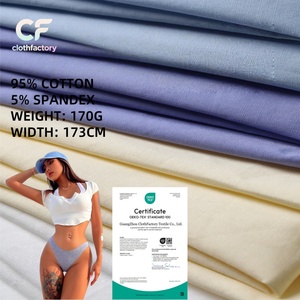 Tissu gris respirant double face 95% coton 5% Spandex 170gsm pour vêtements Matériau <span class=keywords><strong>tricot</strong></span>é doux pour sous-vêtements féminins - Product Image 1