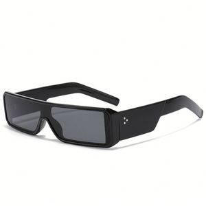 Lunettes de soleil Y2K à monture rectangulaire petite, avec logo personnalisé, verres monobloc, protection UV400, pour hommes et femmes, collection mode 2025 - Product Image 5
