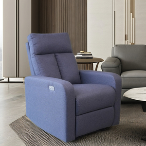 Manual Recliner Chair Fabric Blue Split Back Padded Arms Contemporary Design One Seat Affordable and Practical for Living Room - Product Image 3