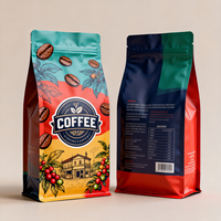 Sacs d'emballage pour café écologiques personnalisés avec fermeture à glissière thermoscellable, qualité alimentaire, fond plat, pour emballer les grains de café