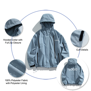 Unisex Soft Shell Outdoor wasserdichte Wind breaker Jacke mit Kapuze Custom Logo Reiß verschluss Sport Polyester Jacken - Product Image 2