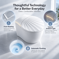WC intelligent couleur or champagne avec bidet, chasse d'eau automatique, capteur au pied, siège chauffant, séchoir à air chaud, télécommande et écran LED