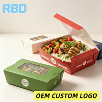 Boîte en papier pour hot-dogs coréens avec fenêtre transparente, taille personnalisée et logo, pour emballage rapide de repas à emporter