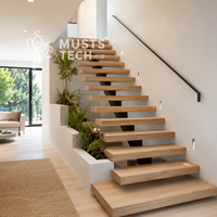 Solution technique de fabrication sur mesure haut de gamme pour escalier mono-poutre dans un intérieur de villa contemporaine