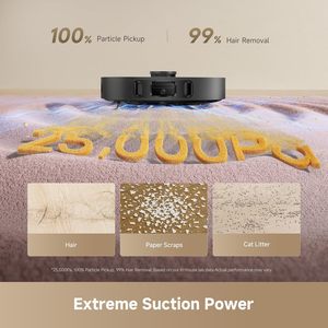 หุ่นยนต์ดูดฝุ่นและถูพื้น DREAME D30 Ultra แรงดูดทรงพลัง 25000Pa พร้อมแท่นชาร์จอัตโนมัติแบบออลอินวัน ระบบเทฝุ่นอัตโนมัติ 100 วัน ด้วย MopExtend 25000 - Product Image 5