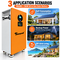 Système de stockage solaire tout-en-un Tewaycell 16 kWh Batterie + onduleur 5 kW 51,2 V 314 Ah Batterie LiFePO4 avec BMS/WIFI Équilibrage actif