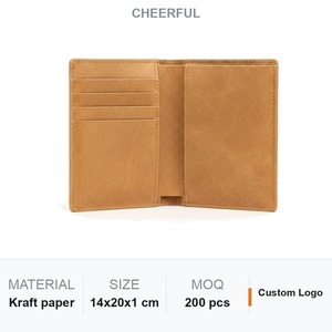 Washable Waterproof Kraft Paper Passport Travel <b>Wallet</b> <b>Zipper</b> Closure Leather Look Vegan Card Slots Custom Logo Corporate Gift - Product Image 1