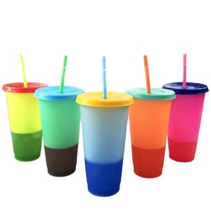 Juego de 5 Vasos de Plástico PP de 24 oz Personalizados, Libres de BPA, con Logotipo Personalizado, Vasos de Café para Llevar con Cambio de Color - Product Image 2