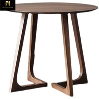 Moderner minimalisti scher Nussbaum Farbe runder hölzerner Esstisch Casual Restaurant Möbel Set im chinesischen Stil
