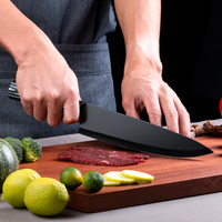 Couteau de chef de 8 pouces en acier inoxydable, couteau de cuisine tranchant, revêtement antiadhésif noir, acier au carbone, couteau de cuisine artisanal pour couper