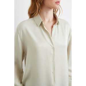 Camisa Minimalista de Satén Viscosa para Mujer, Color Gris, con Botones, Blusa Informal para el Día a Día - Product Image 2